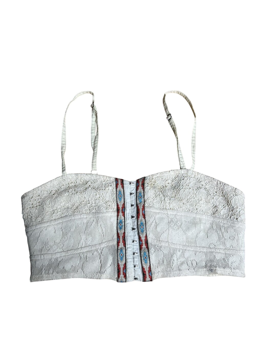 BKE Tank Womens S White Cropped Lace Sweetheart Strappy Adjustable Hook & Eye